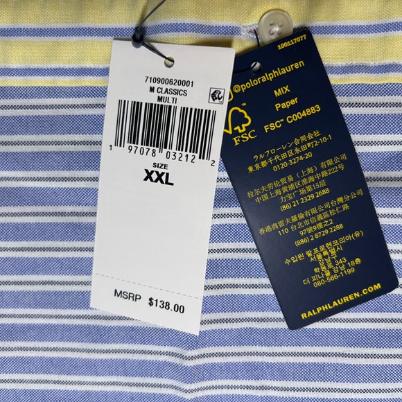 NWT POLO RALPH LAUREN Men Long Sleeve Multi Color Striped Button Oxford XXL $138 - Picture 6 of 13